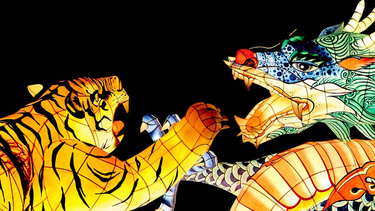 Tiger and dragon illustration