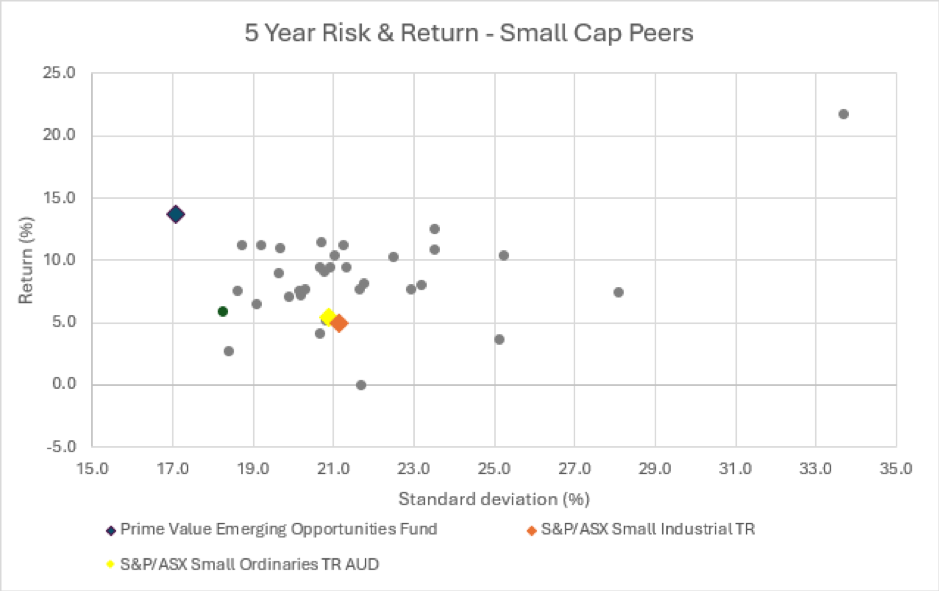 5 year risk & return - small cap peers